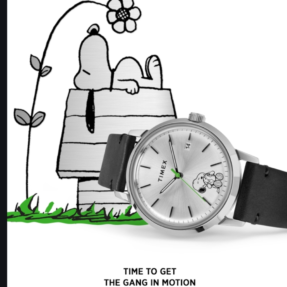 LIMITED Timex Marlin Automatic x Take Care with Peanuts 40mm leather strap watch